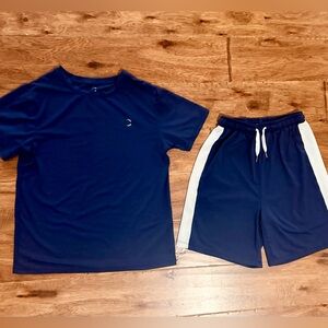 Navy Blue Athletic T-Shirt and Shorts Set
